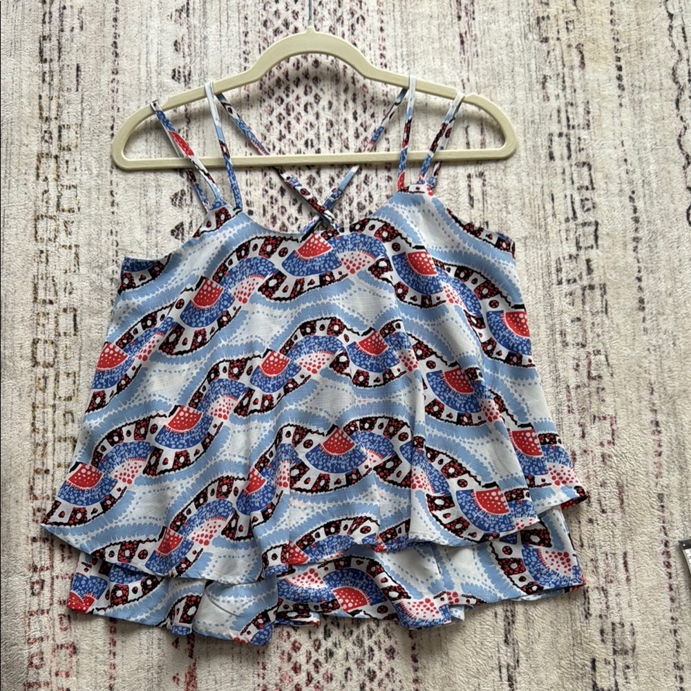 🔥 Joy Joy Blue and Red Patterned Camisole